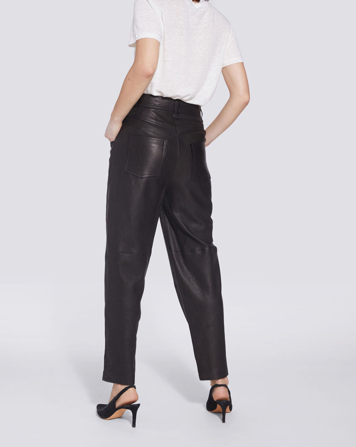 POWEL STRAIGHT LEG LEATHER TROUSERS image number null